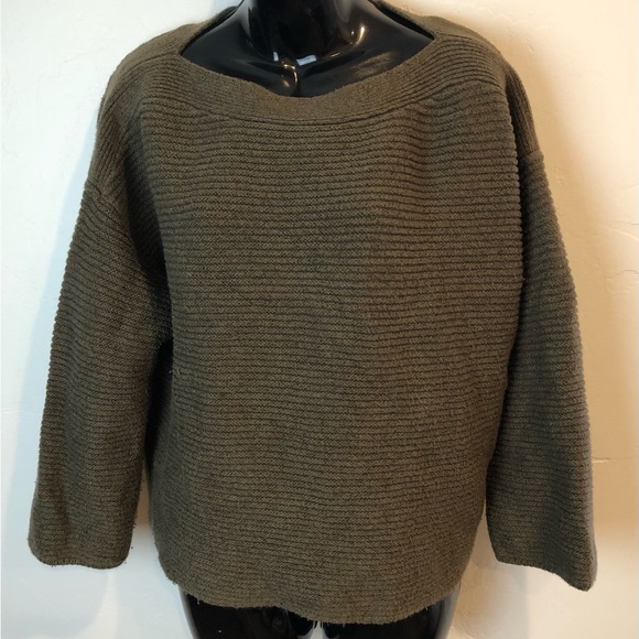 Lou & Grey olive green boxy ribbed knit sweater xs - Picture 1 of 7